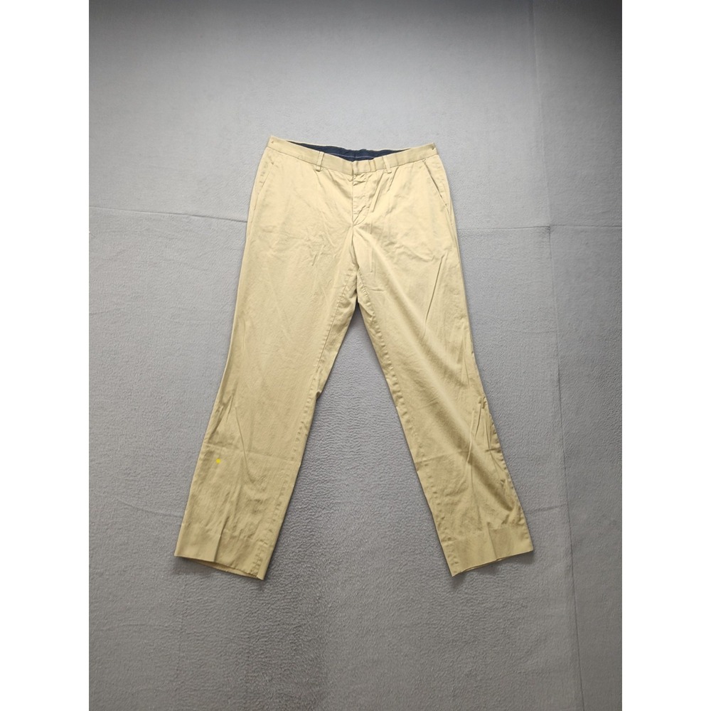 Hugo Boss Men Chino Pant 36R Beige Flat‎ Front Slash Pocket Regular Fit Trouser
